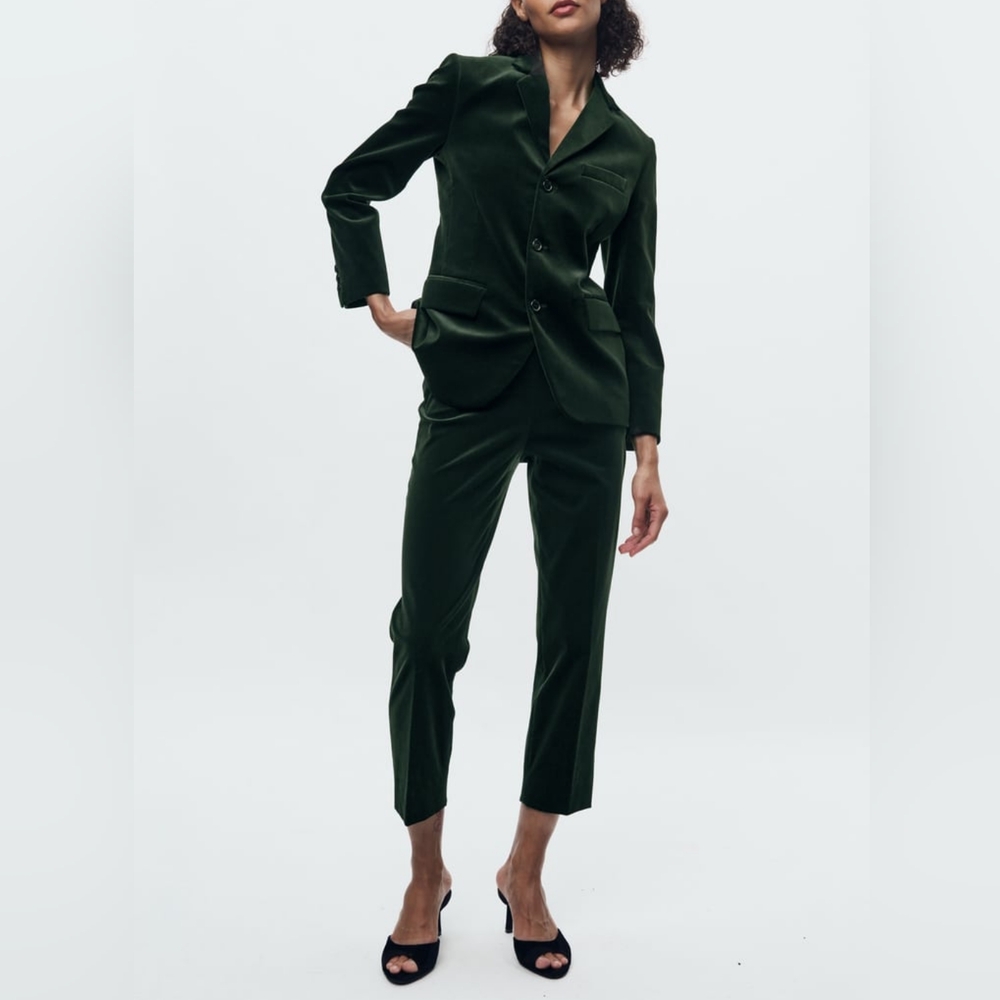 ZARA ZW COLLECTION STRAIGHT LEG VELVET PANTS